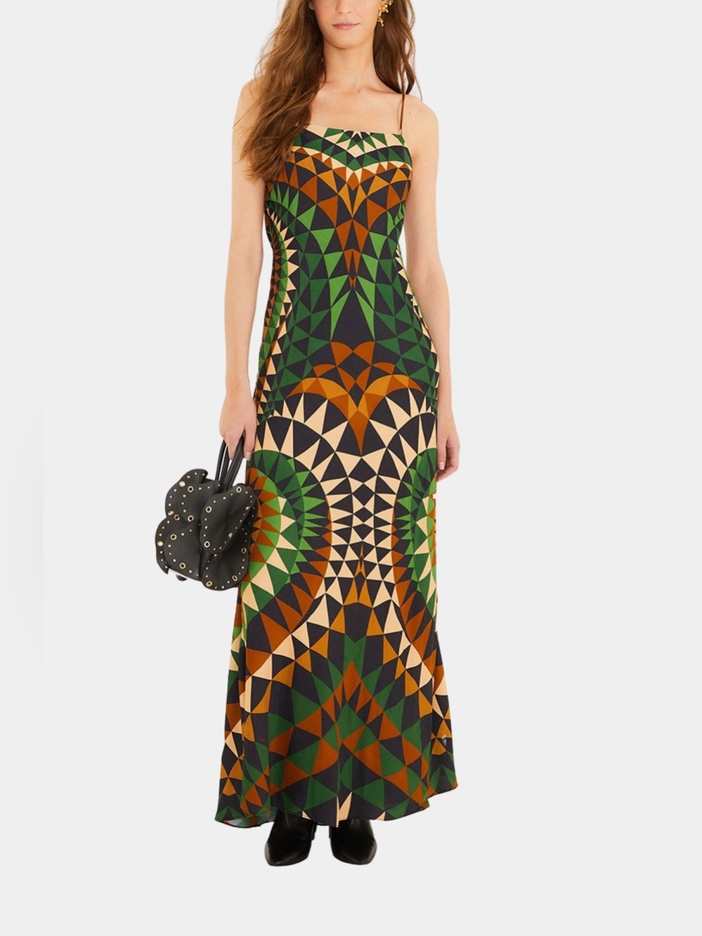 Farm Rio: Heart Deco Green Slip Maxi Dress